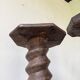 Pair of pedestal columns with oak pressing screws, 1900