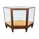 Antique Curved Glass Display Cabinet – Wooden Showcase – Early 20th Century
