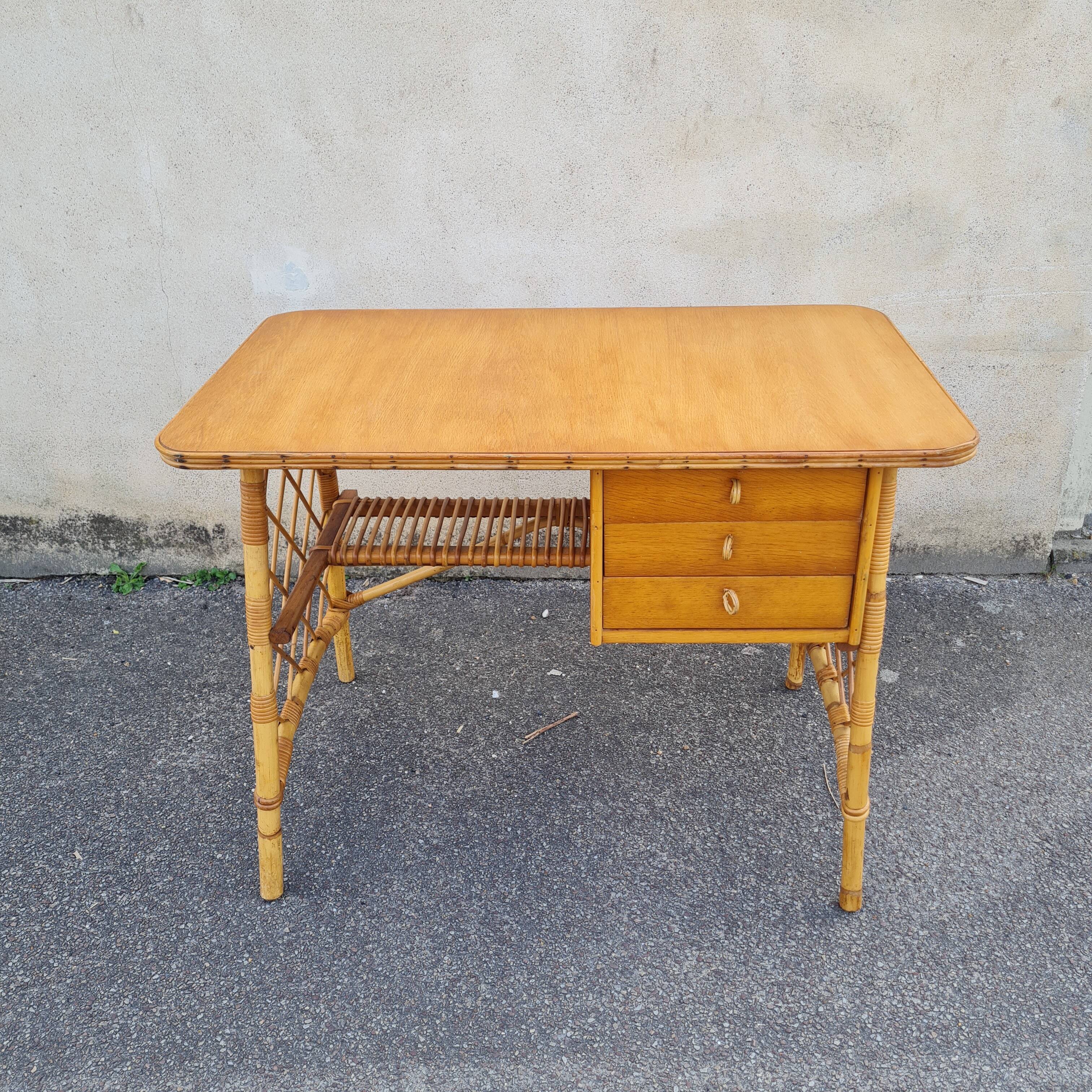 Louis Sognot rattan office 1960