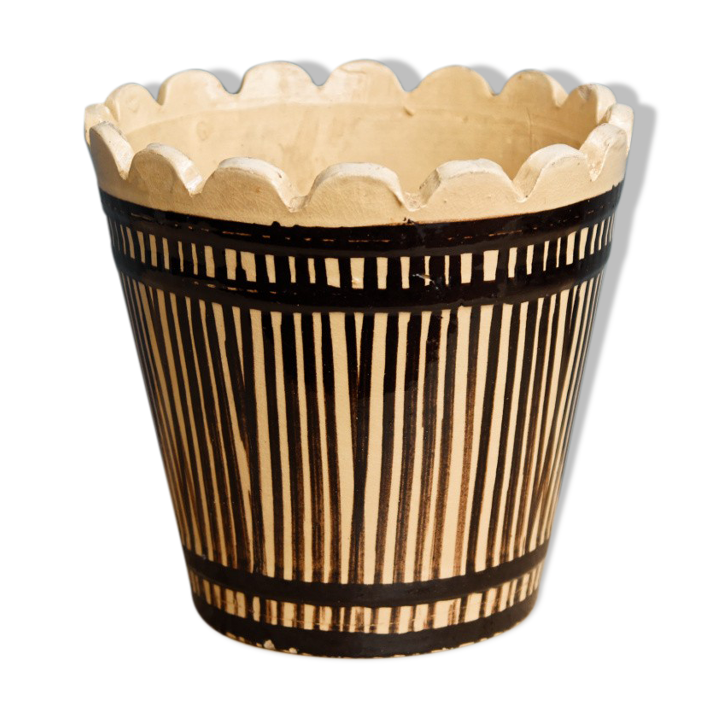 Vintage varnished sandstone pot cover