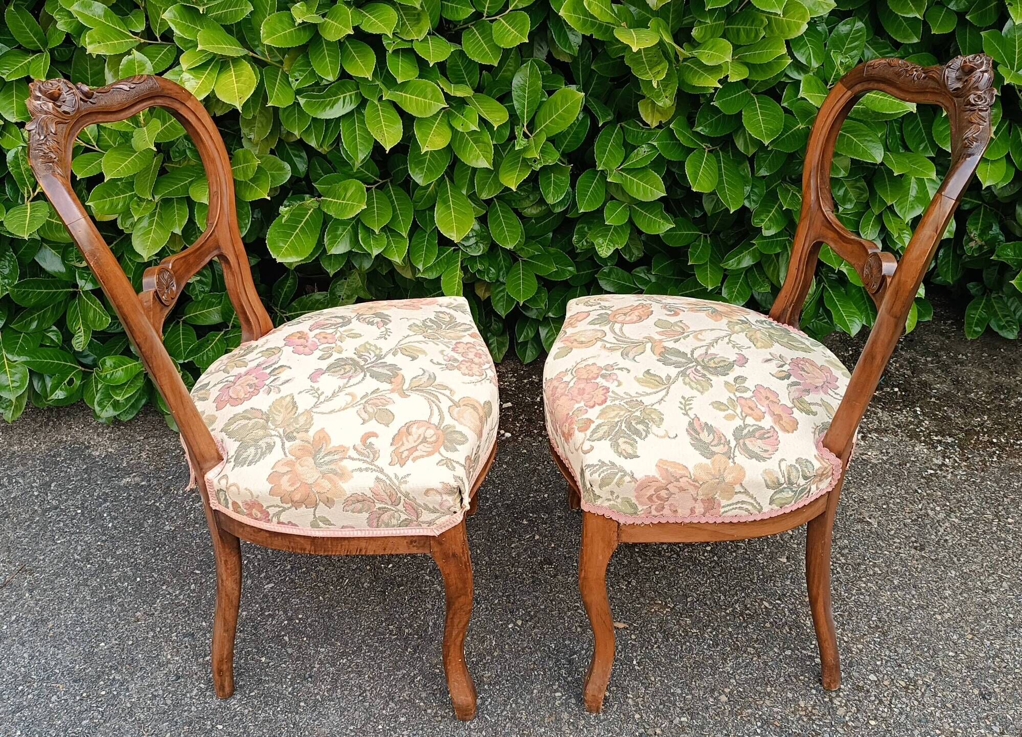 Pair of 19th-century Louis XV walnut chairs