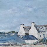 Tableau HST Maurice Agizeau (né en 1945) "Maisons de pêcheurs à Ouessant"