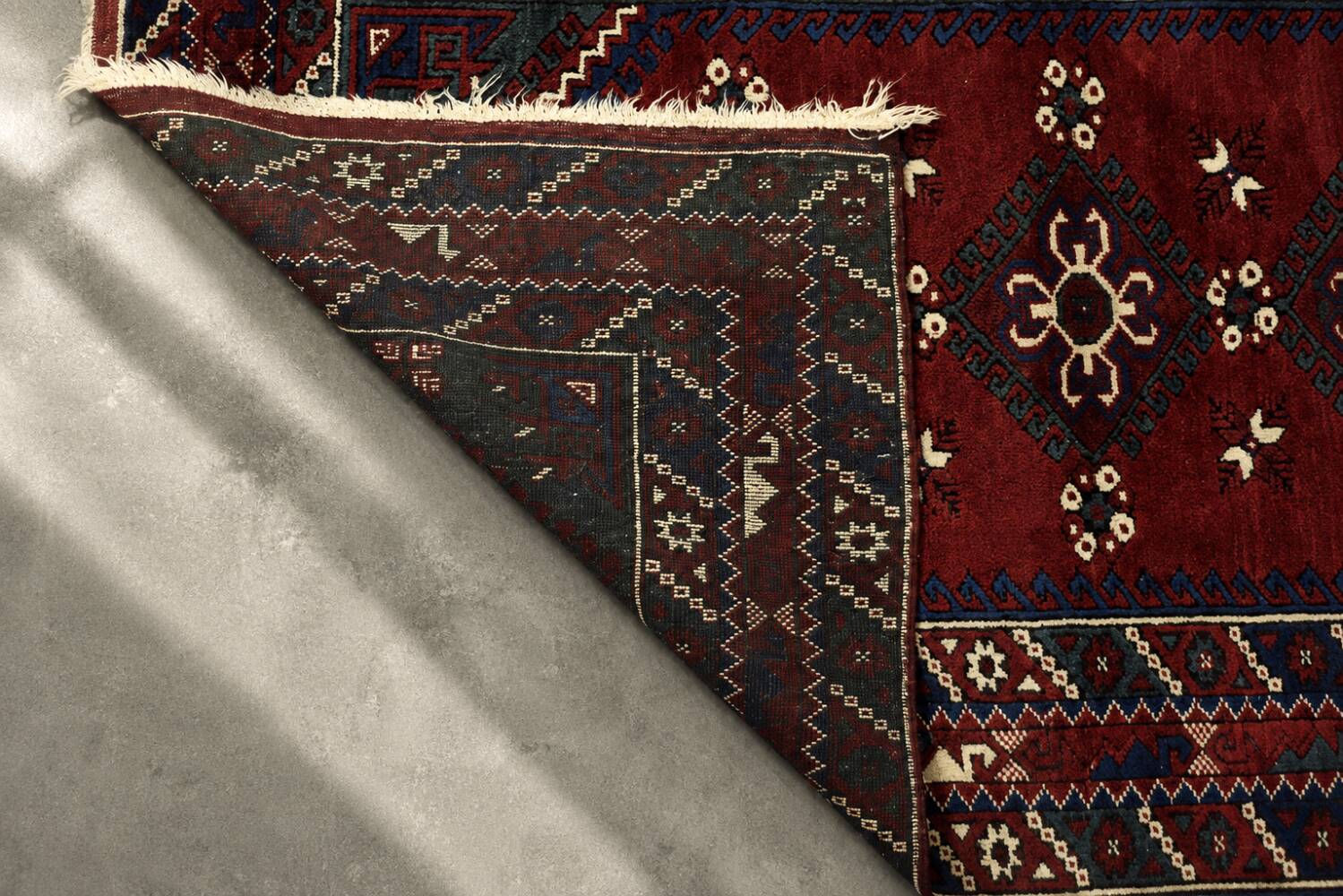 Vintage Red Hand-Woven Oriental Afghan Rug, 1970s