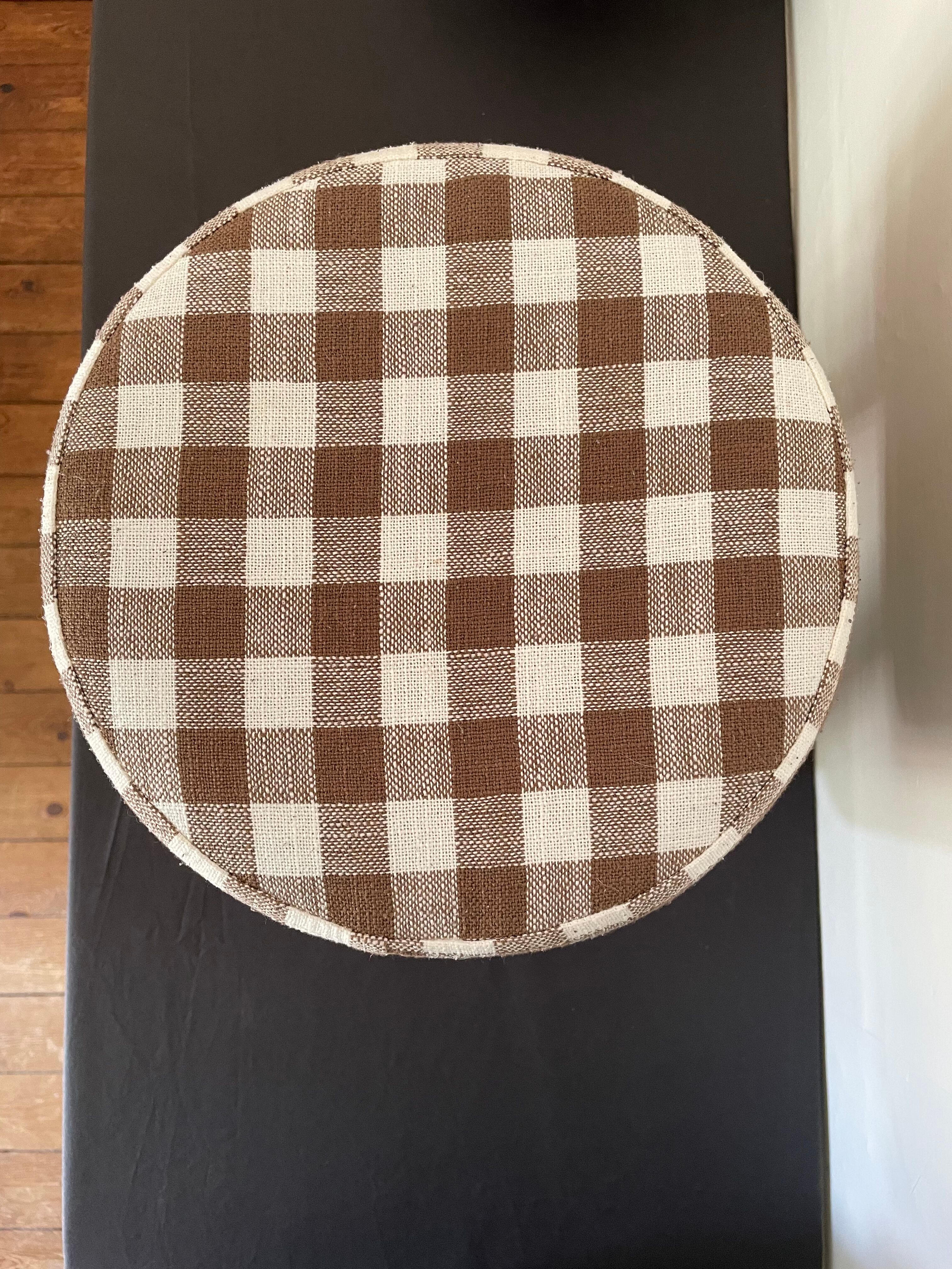 Children's pouf in Vichy chocolate fabric H28 X L 24