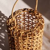 Wicker lantern / candle holder, metal frame