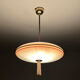 Vintage art deco pendant lamp, gradient glass, red beige, brass, 30 years