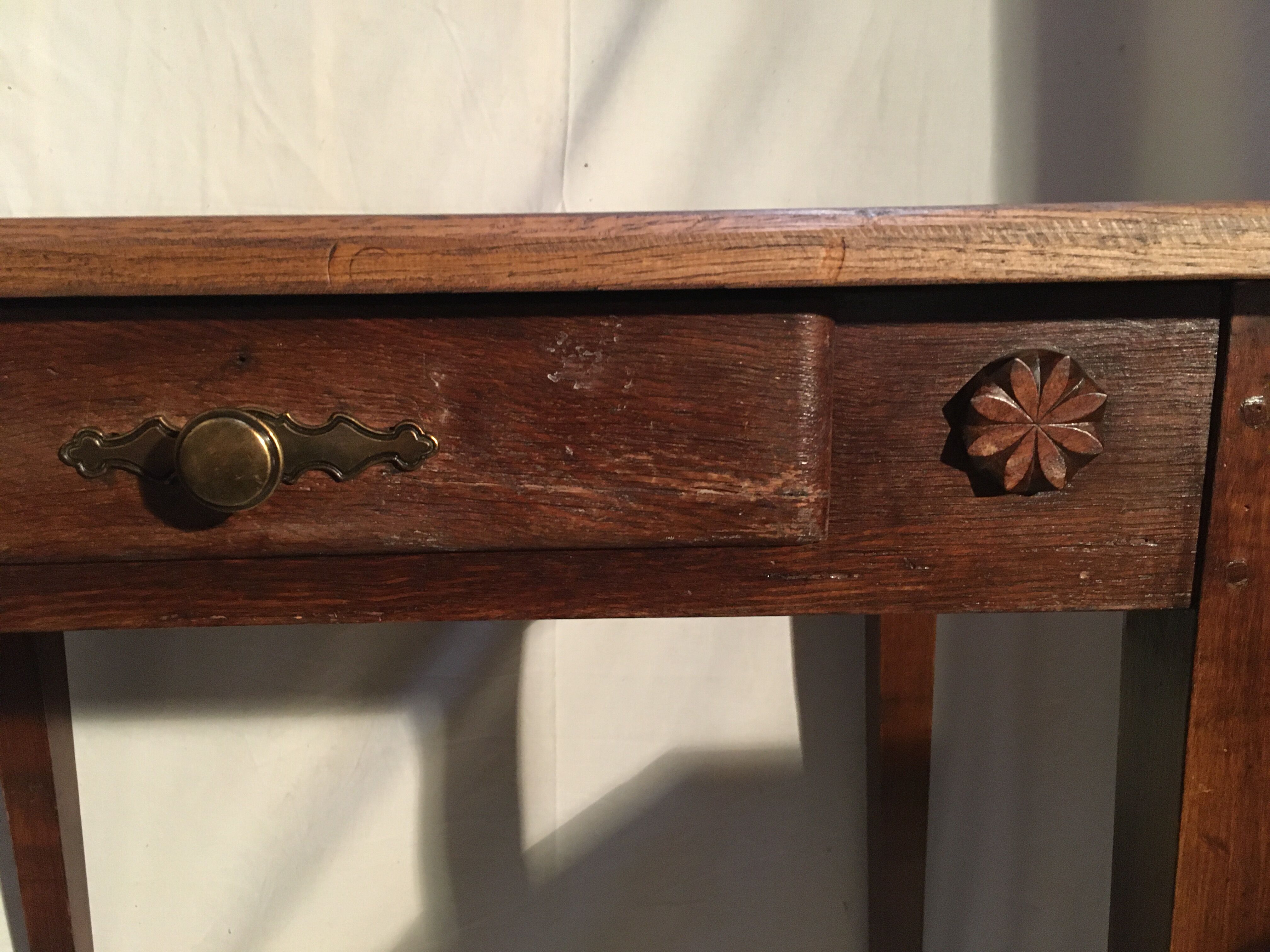 Oak side table with drawer