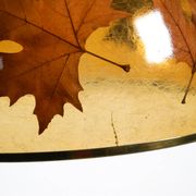 Rare, large 1970s Italian resin pendant lamp with embedded maple leaves