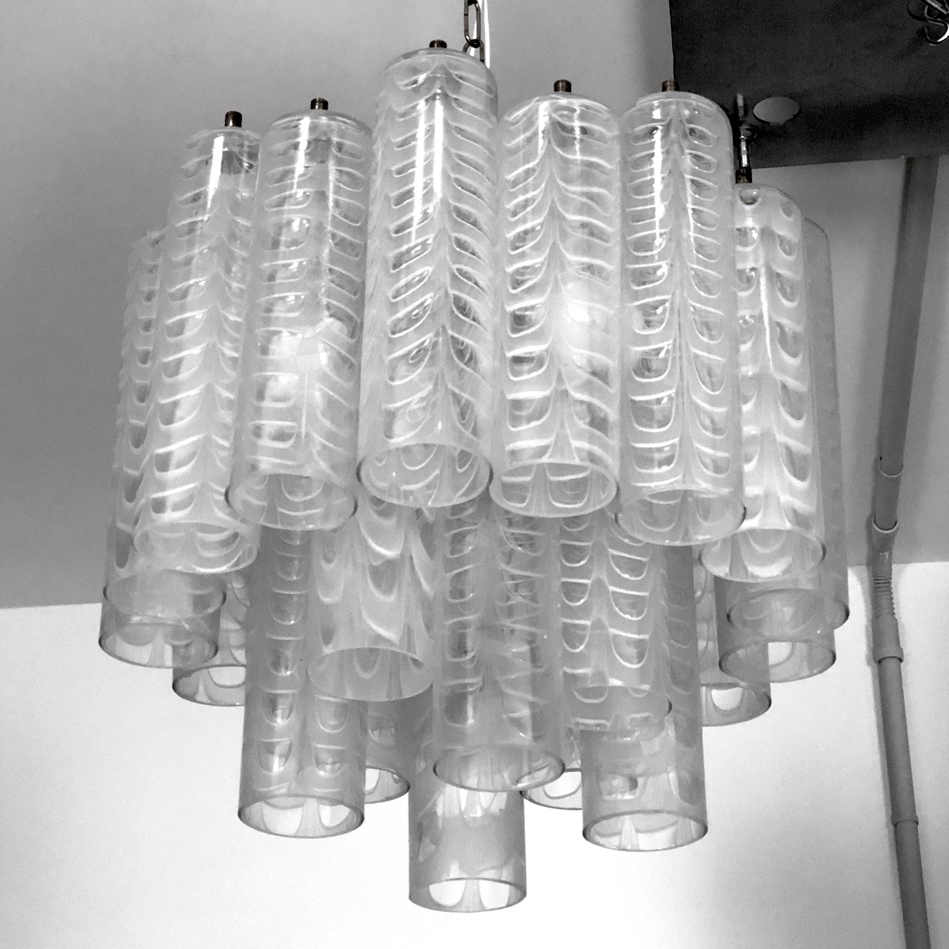 Lustre Ercole Barovier en verre de Murano « Graffito » Italie années 1960