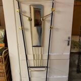 70s Trapezoidal Coat Rack with Round Chrome Hooks