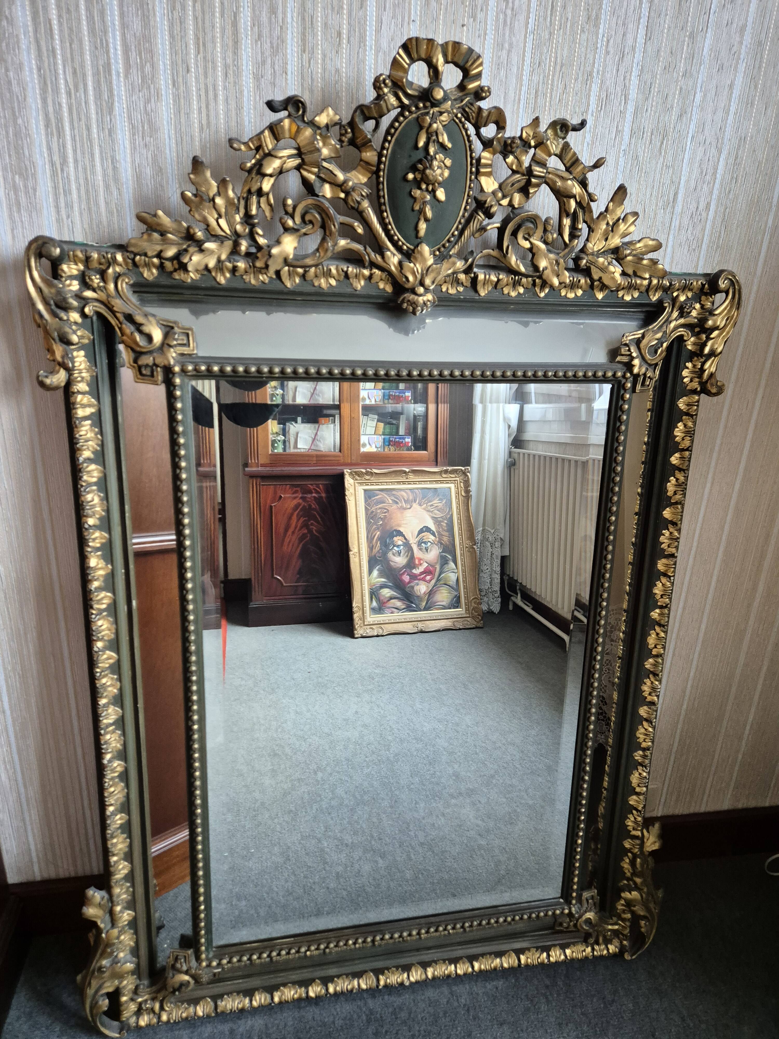 Trumeau mirror - marble, gilded, oak