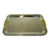 Stainless steel and gold metal tray - 1980s