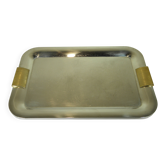 Stainless steel and gold metal tray - 1980s