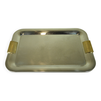 Stainless steel and gold metal tray - 1980s