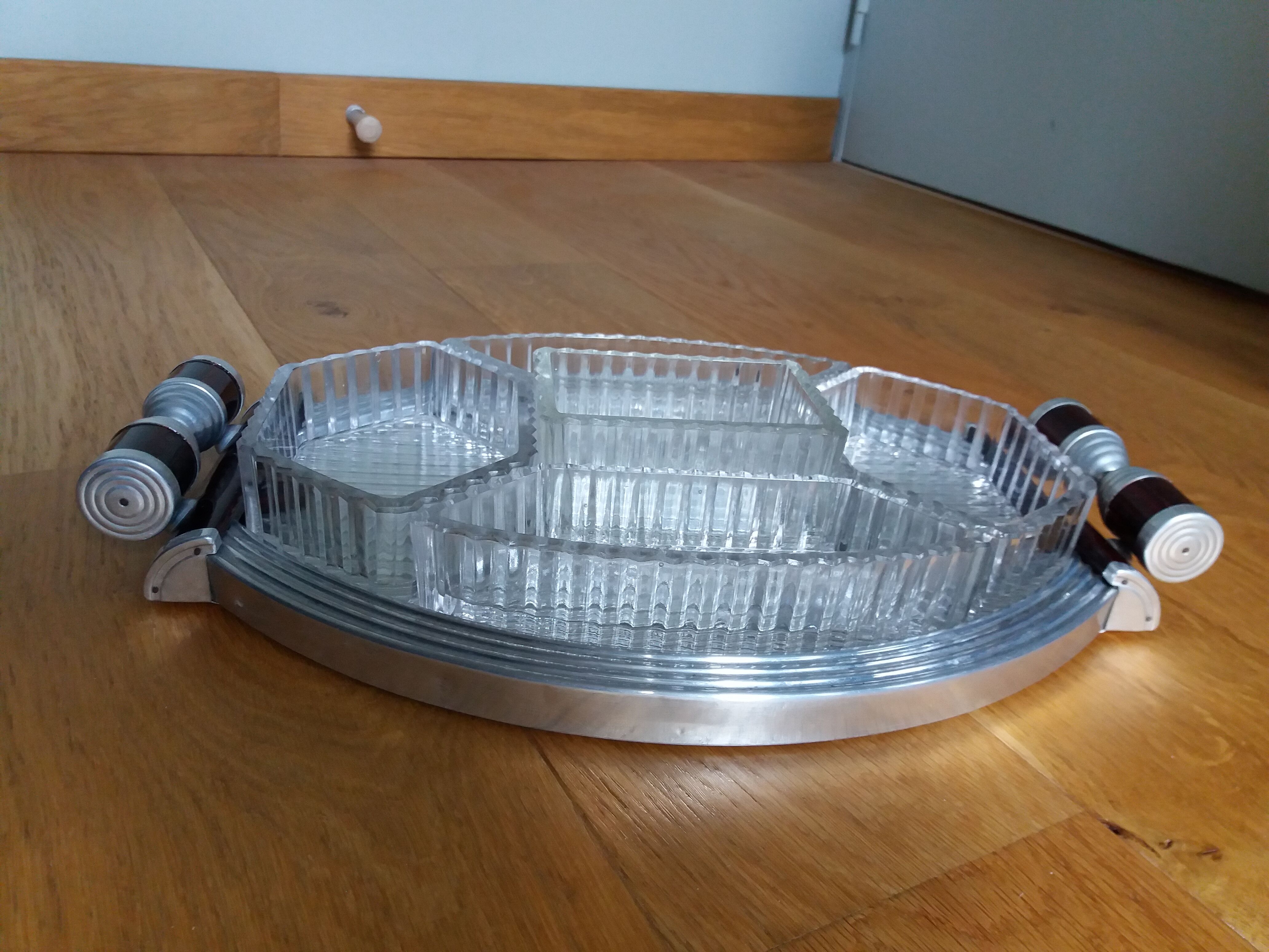 Durinox art deco mirror aperitif tray