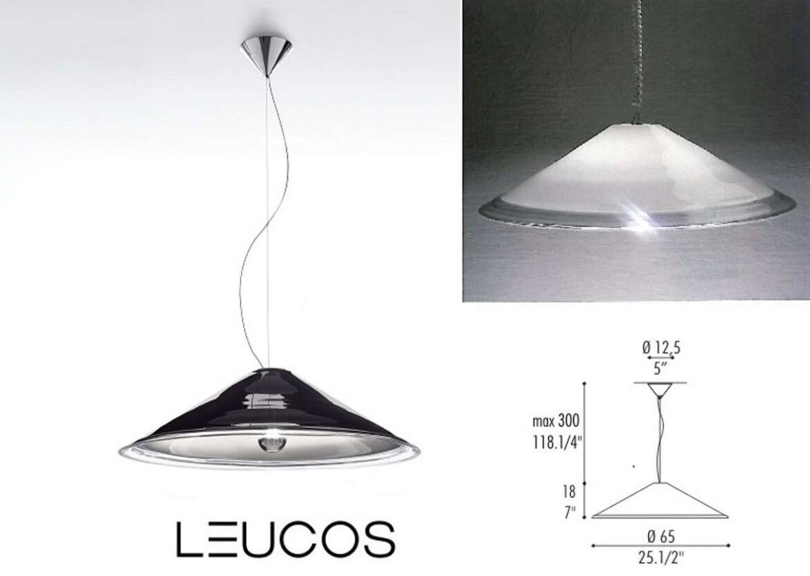 Leucos Murano glass, large round pendant lamp by Renato Toso, model Melania