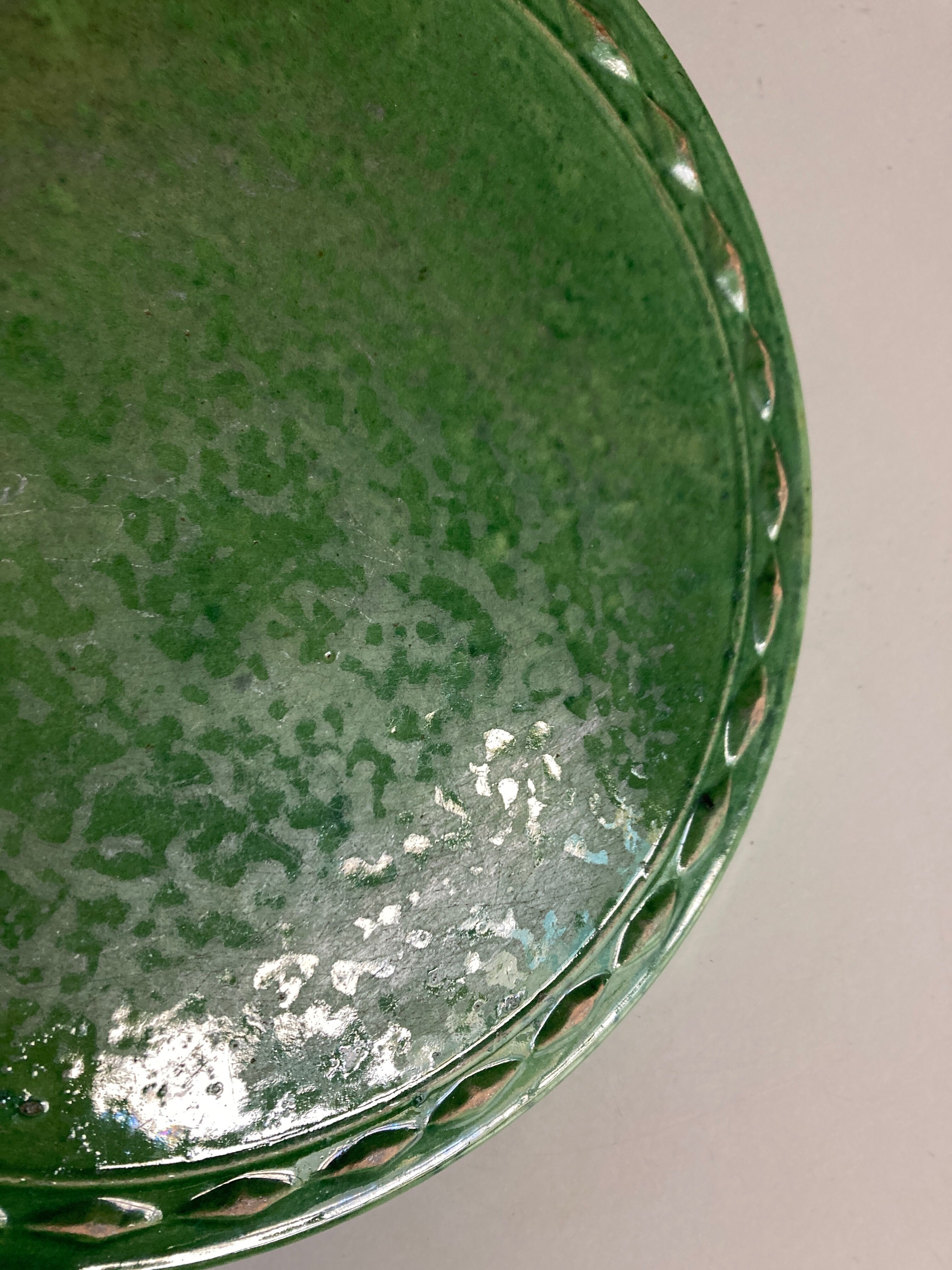 Green glazed clay trifle 1950 Aegitna Vallauris