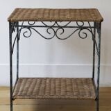 rattan and wrought iron side table