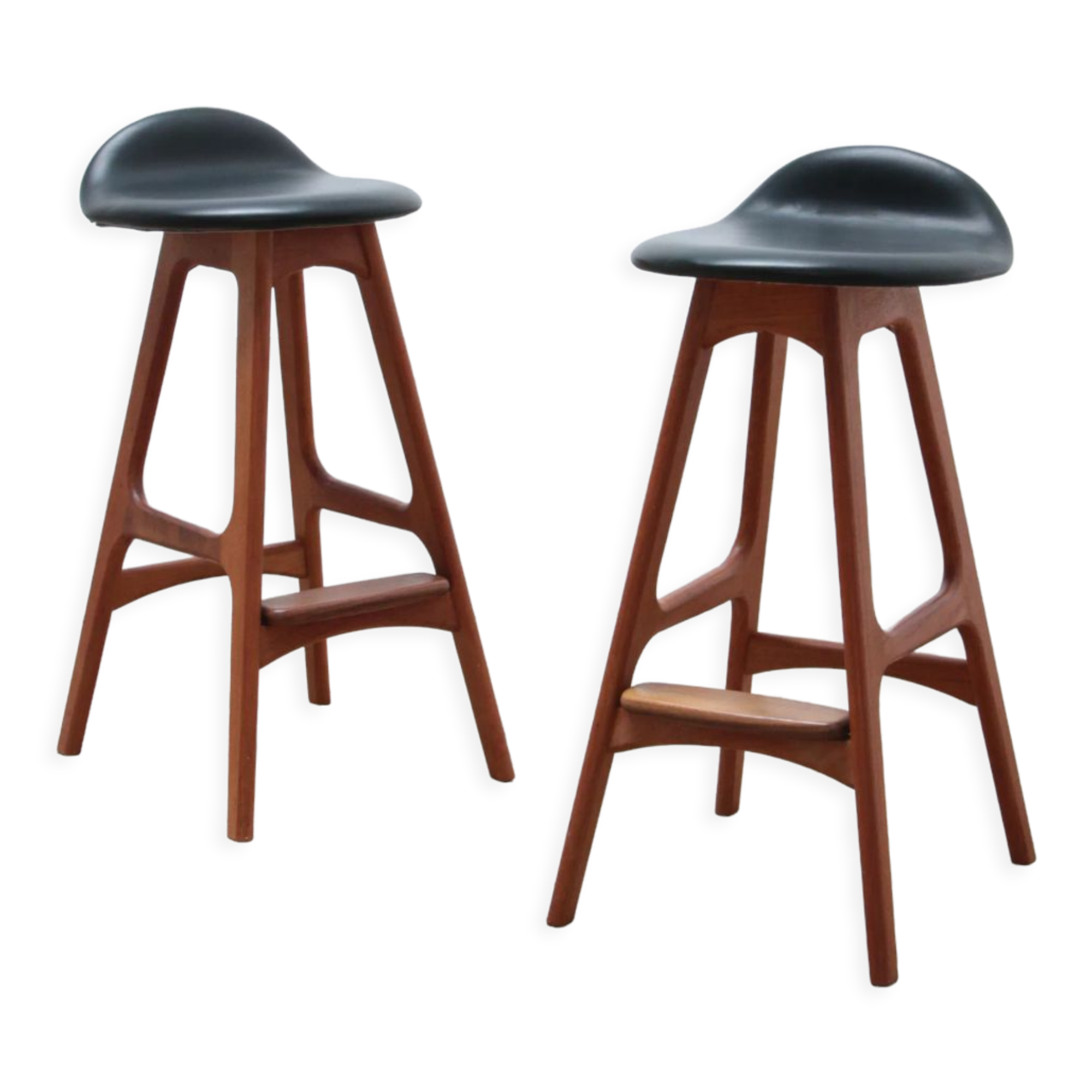 Set of two Erik Buch Teak wood bar stools 1960 Denmark