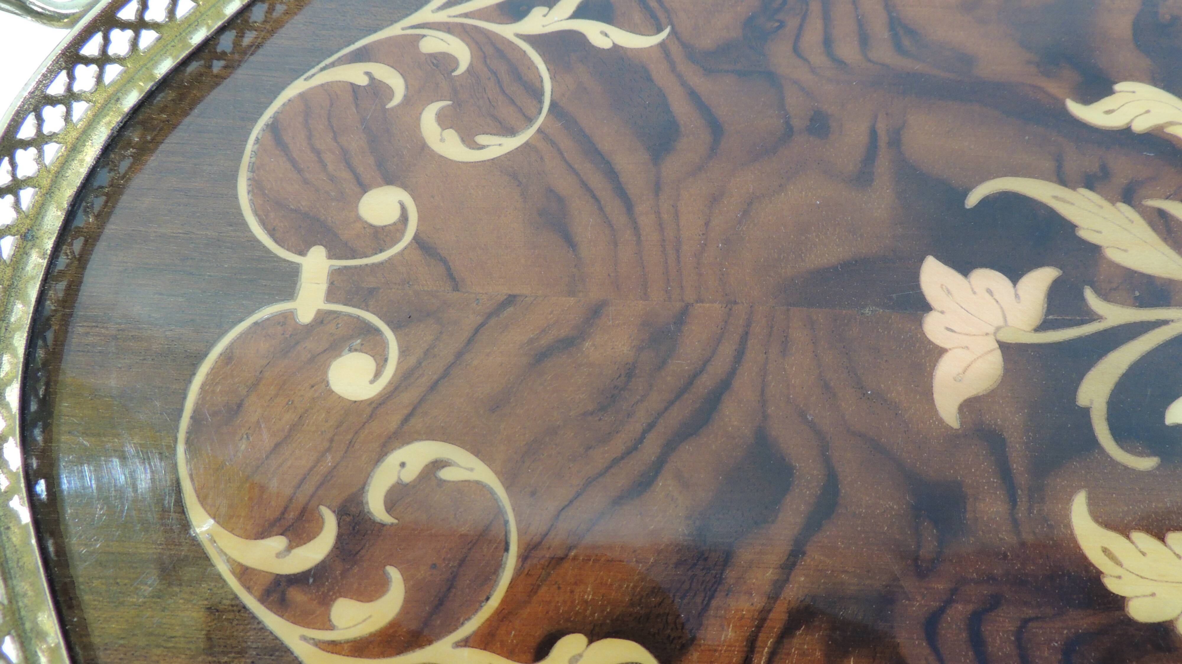 Plateau de service Italian Sorrento Novelty Inlaid Wood Works /vintage