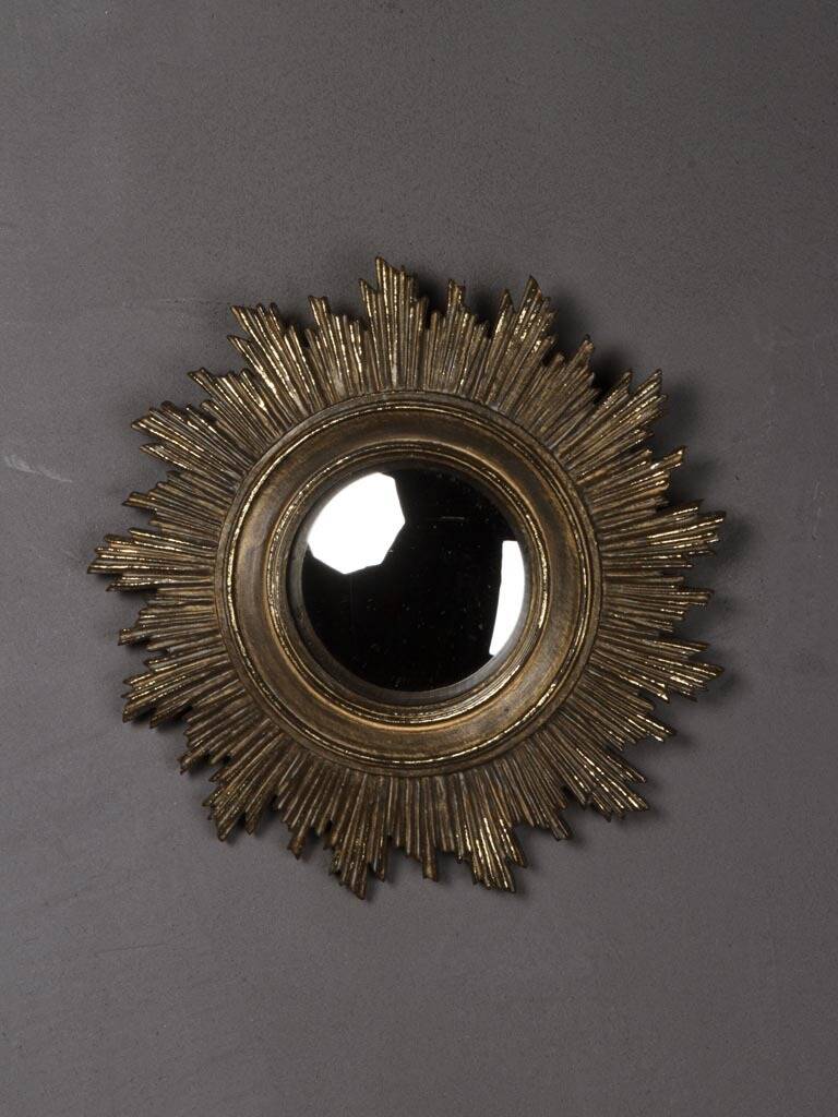 Antique golden sun convex mirror