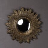 Miroir convexe soleil doré antique