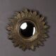 Miroir convexe soleil doré antique