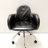 Black Leather Incisa Office Chair by Vico Magistretti for De Padova, 1992