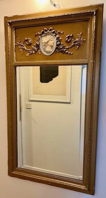 Antique gilded trumeau mirror in Louis XVI style