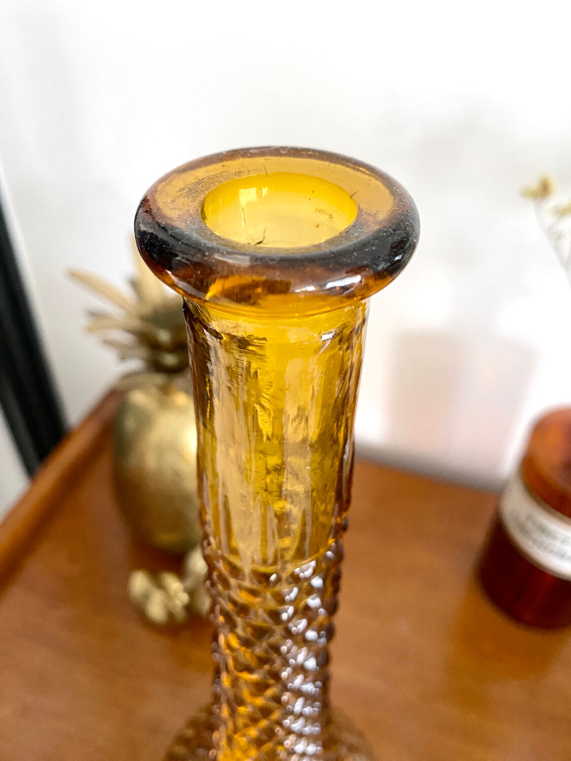 Vintage amber Empoli carafe