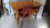 Vintage Scandinavian desk and chair with tapered legs.