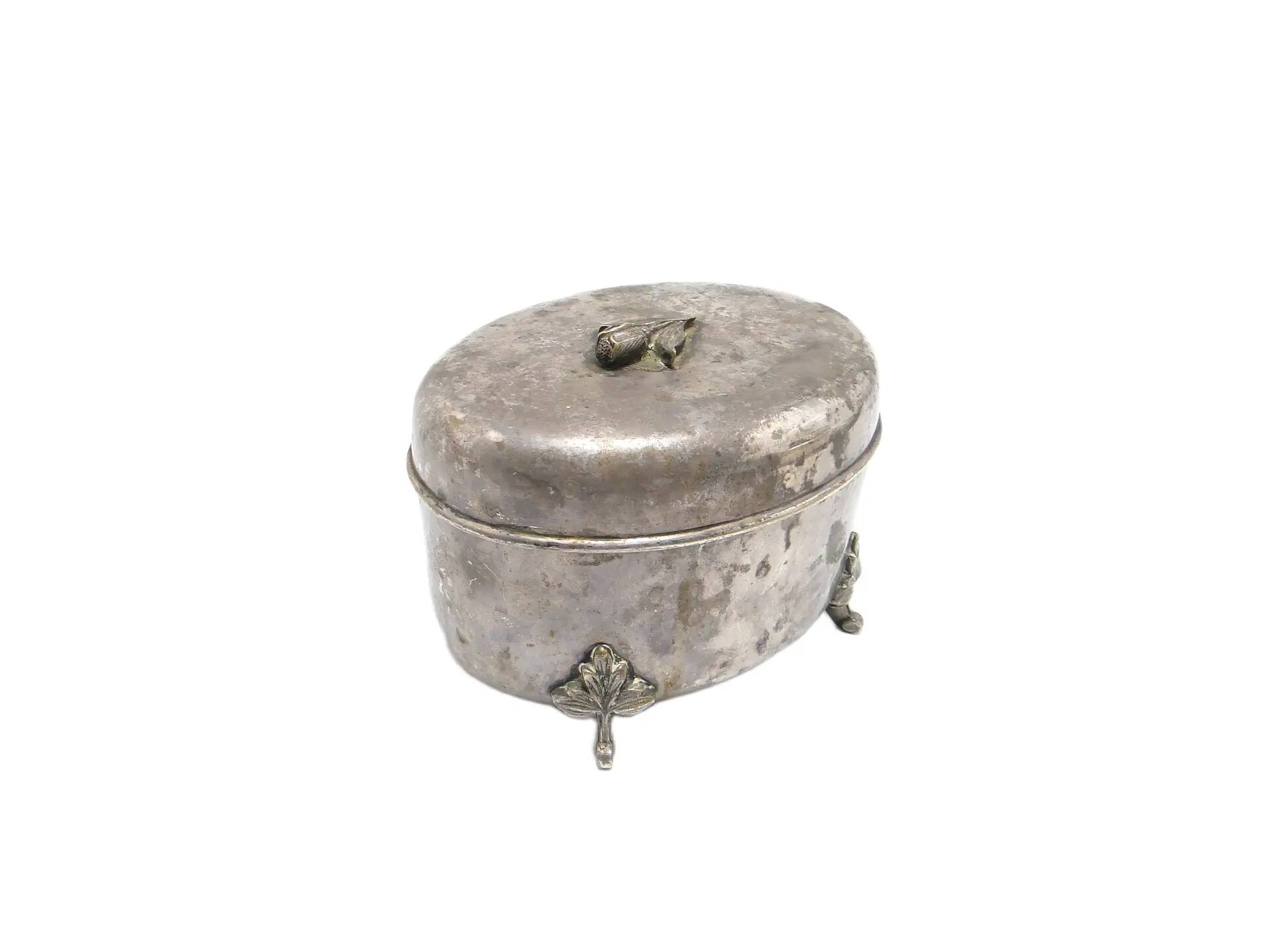 Art Deco sugar bowl, silver-plated brass, Fraget, Poland, 1920s.
