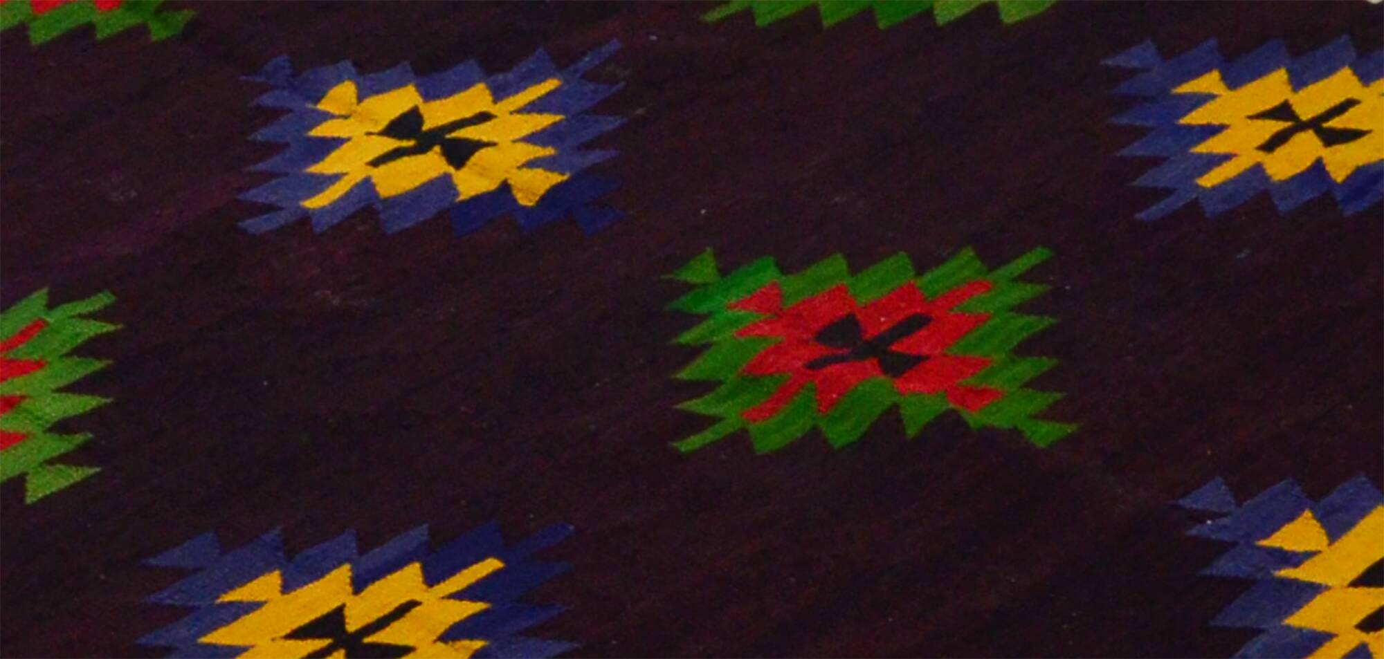Turkish Kilim Yuruk Vintage 173x342 cm Geometric Red Green Yellow