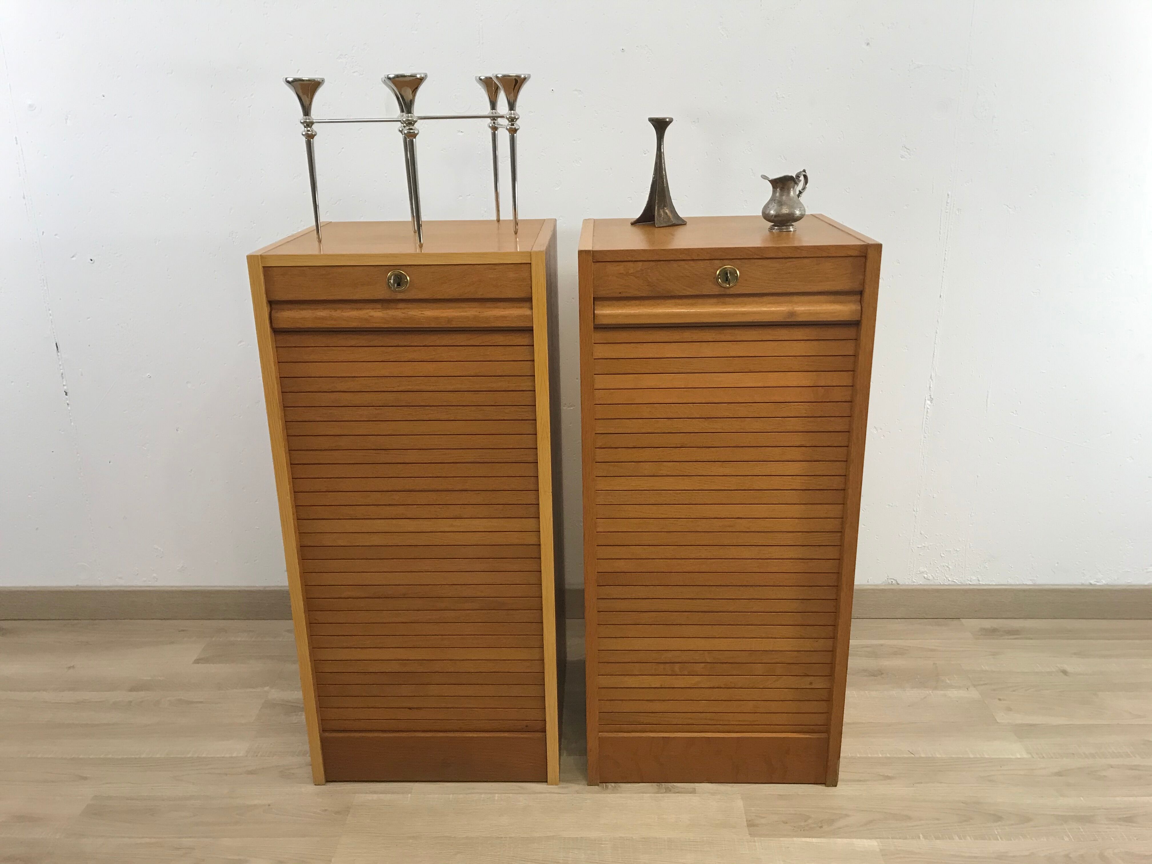 Pair of old curtain filing cabinets