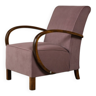 Art Deco Club Armchair, Fully Restored, Poland, 1930s