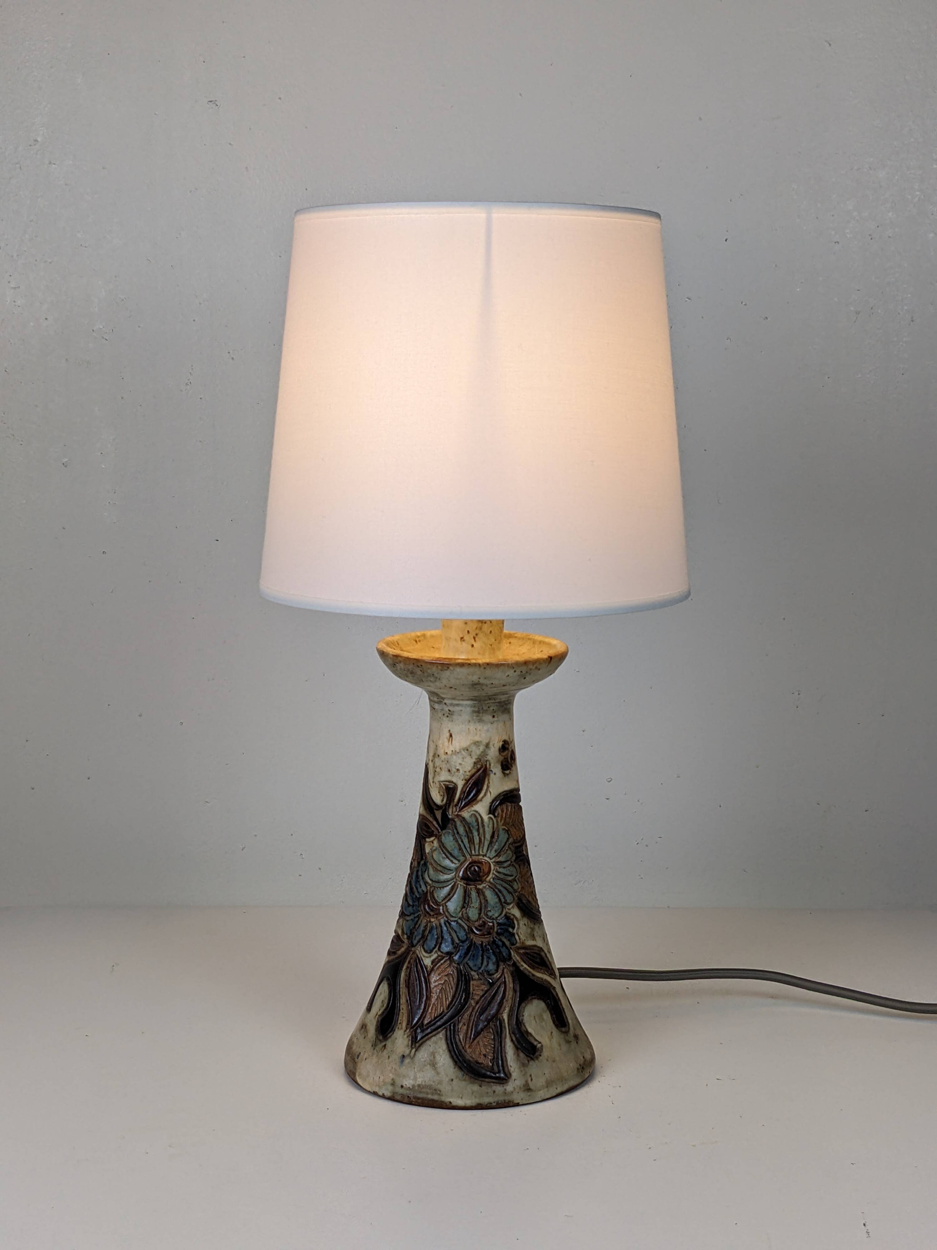 Pair of Bouffioulx sandstone candle lamps signed Dubois - 1970s