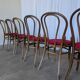 Set of 6 Vintage Bentwood Dining Chairs Set: 1970s , Red Uphols