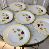 Set of 6 dessert plates Digoin Sarreguemines model "Alouette" years 30-40