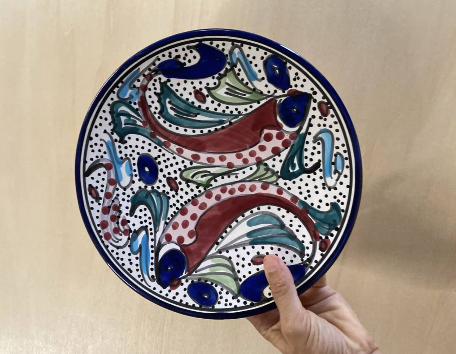 Multicolored fish ceramic decorative wall plates