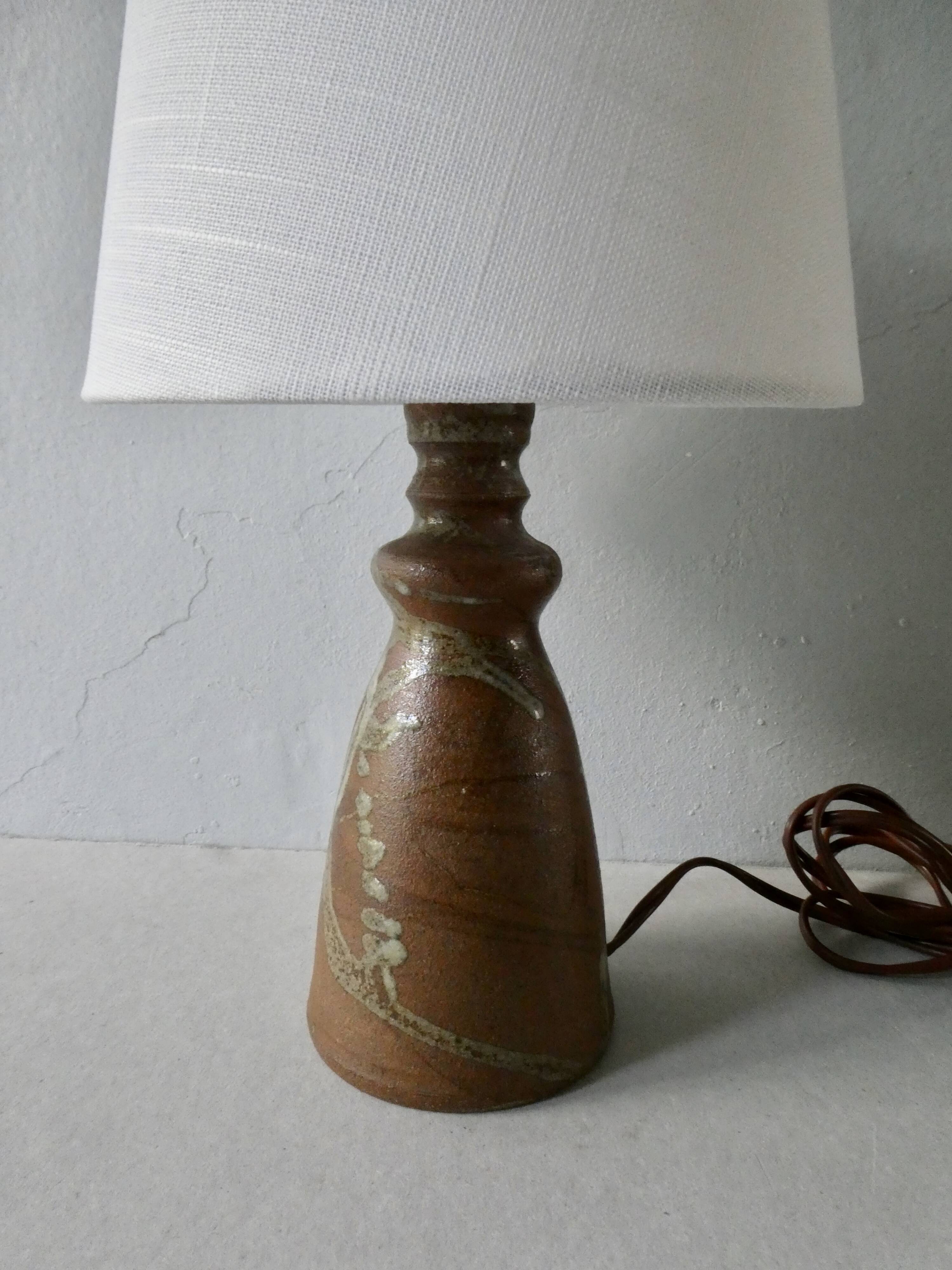 Sandstone lamp, signed, 60s