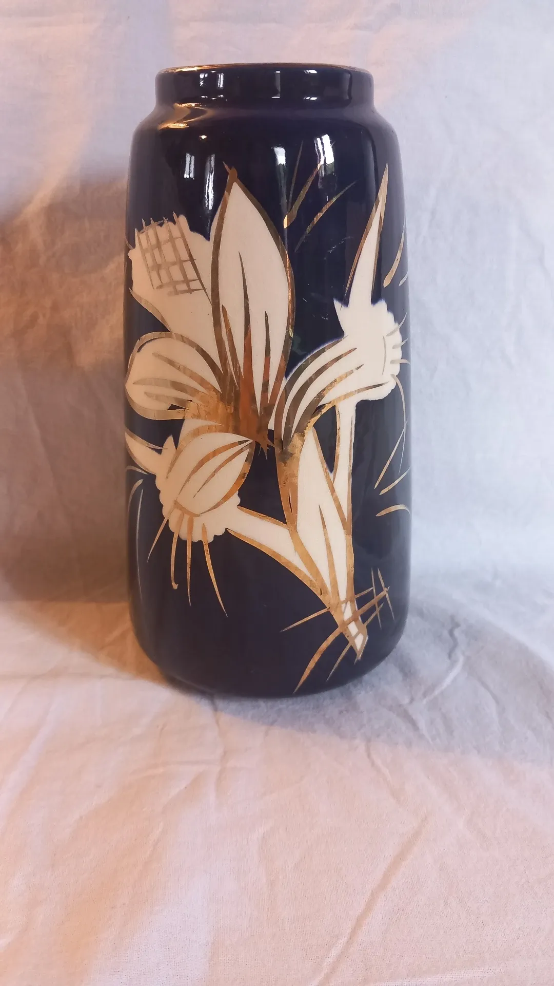 Vintage ceramic vase West Germany - Scheurich 638-20 cobalt blue