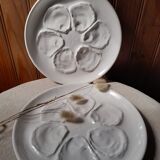 5 white oyster plates, St Amand faiencerie - vintage