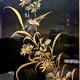Vintage Chinese cabinet with gold leaf, flowers and peacock/ bohemian