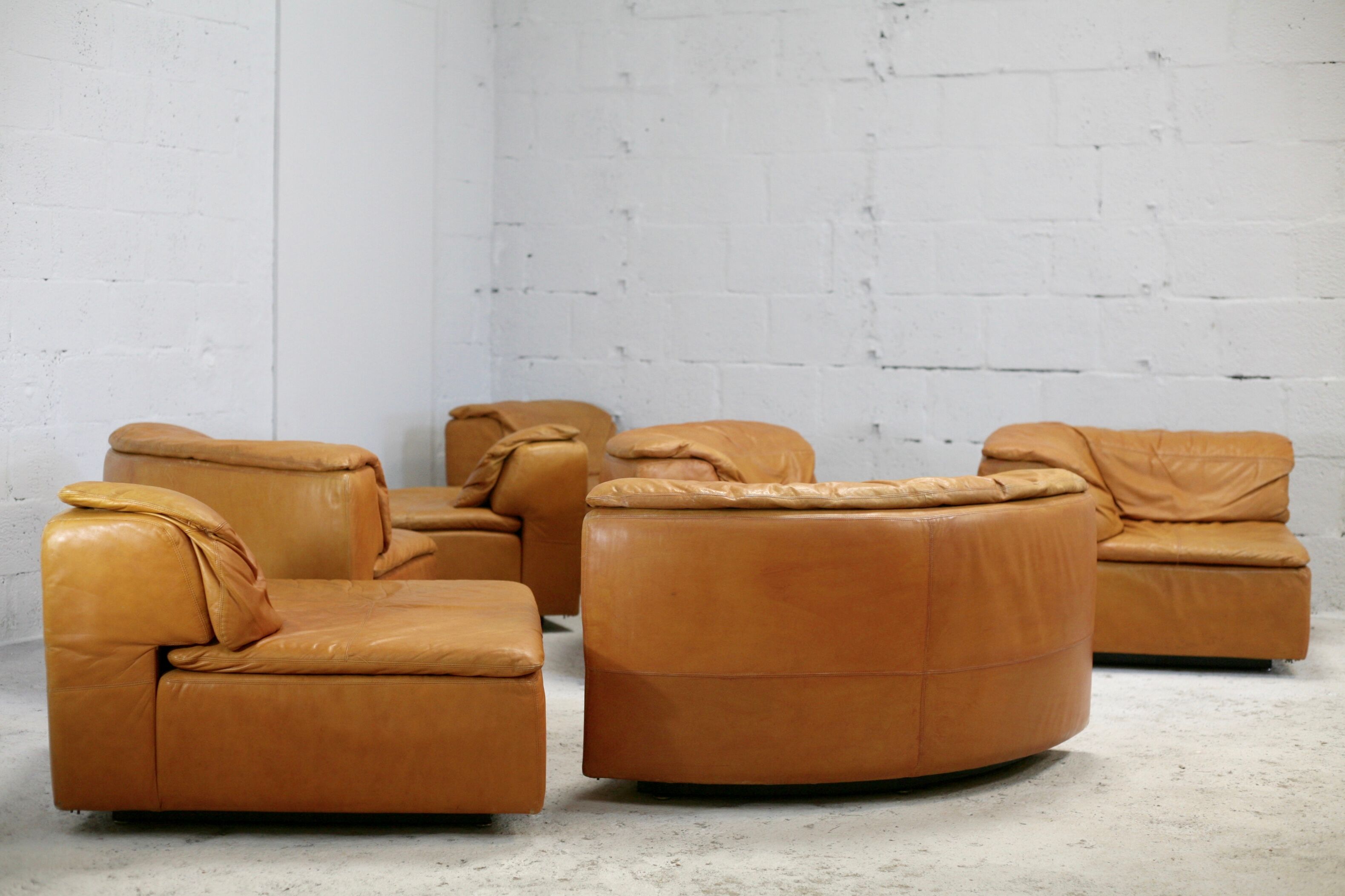 Leather modular sofa, 7 elements, 70s