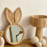 Minimalist raffia bedside table lamp