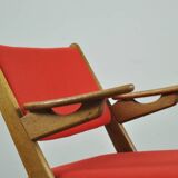 Classic Danish vintage scissor armchair by Arne Hovmand Olsen in OAK, 1960