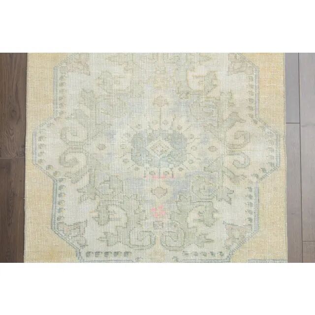 Vintage Turkish Oushak Handmade Wool Cotton Orange Runner Rug 95x224