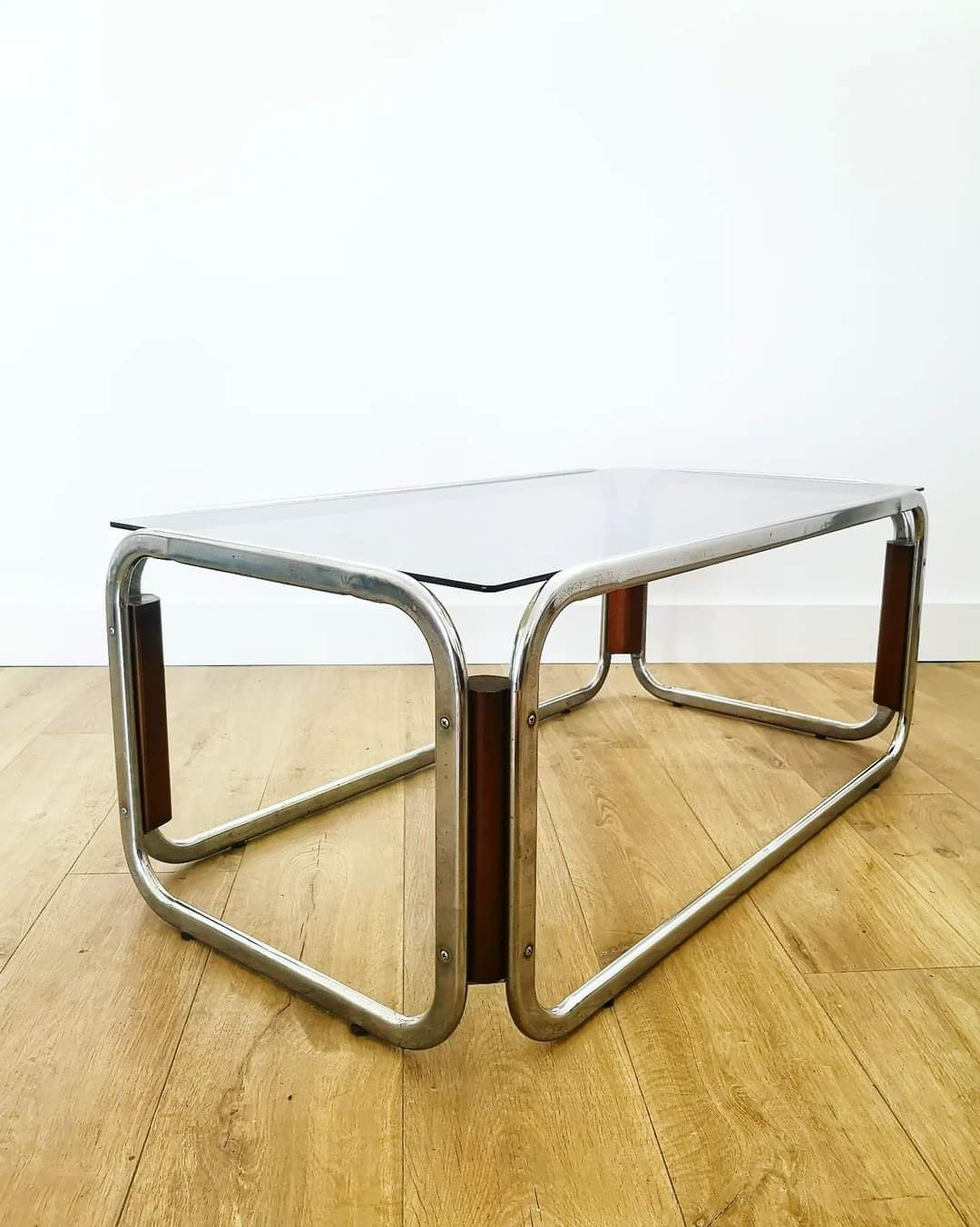 70s coffee table in smoked glass