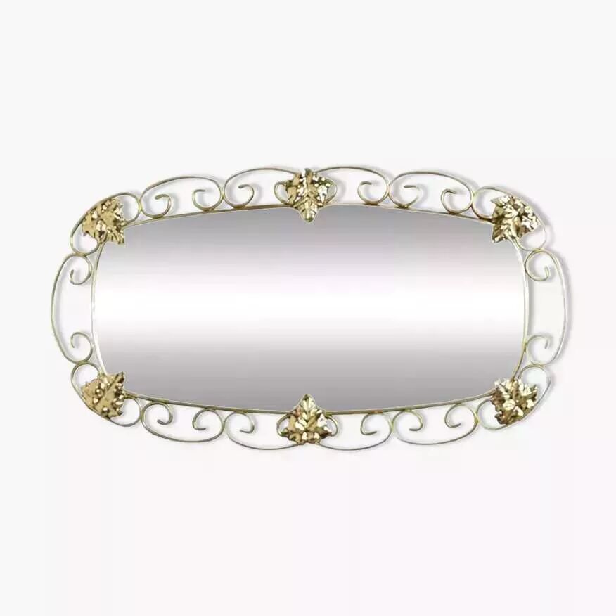 1950s oval brass mirror - 38x69cm