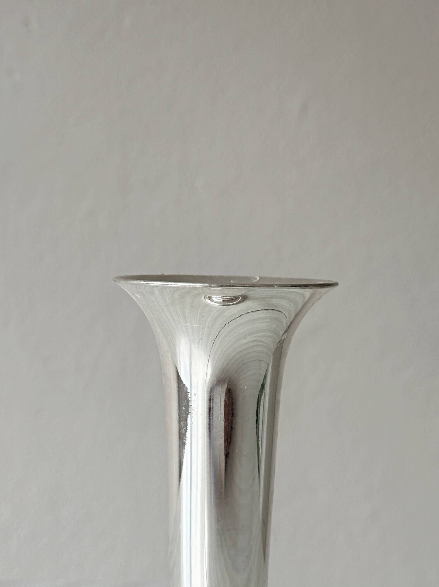 Light silver metal single-stem vase